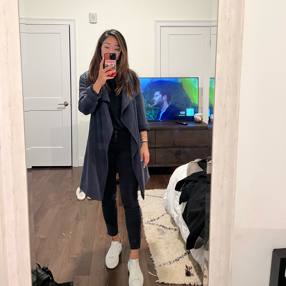Club Monaco Wrap Trench Coat Dusty Blue